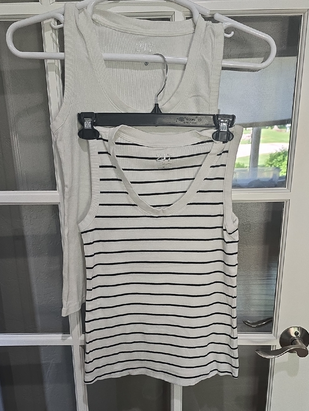 24/7 Maurices Classic Women's Striped Tank Top - White/Black, White- Set Of 2